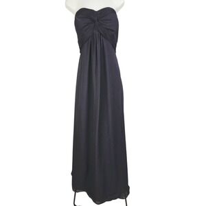 Christina Wu Black Strapless Ruched Empire Waist Chiffon Maxi Gown 24 Formal
